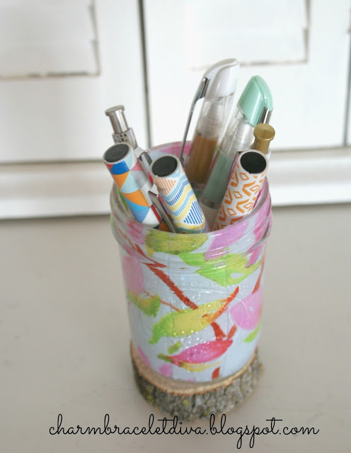 floral glass pen pencil holder 