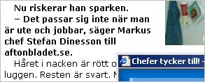 En pop-up med texten: Chefen tycker till!