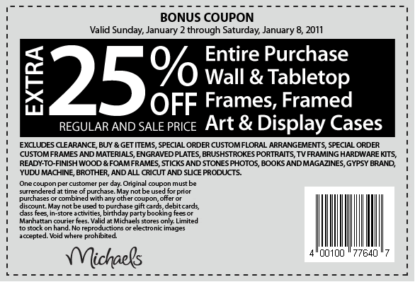 Michaels Coupons for week of January 1, 2011. Michaels: Have fun shopping!
