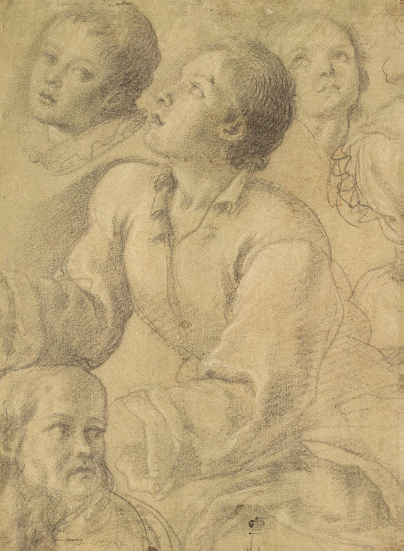 Study: Heads and a Boy's Figure (Genre Painting) by Giovanni Biliverti