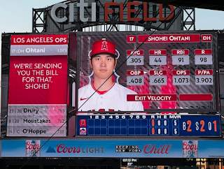 Citi Field scoreboard jokes with Shohei Ohtani, Angels vs. Mets, 8/26/2023