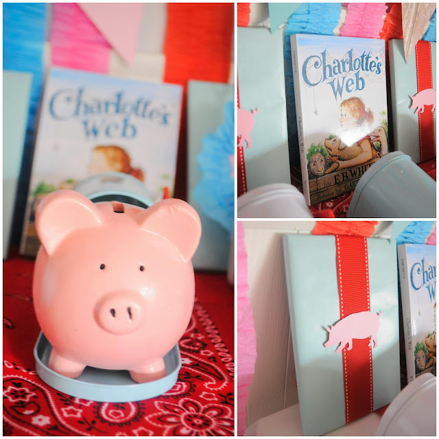 Piggy bank favors for a Charlotte's Web birthday party