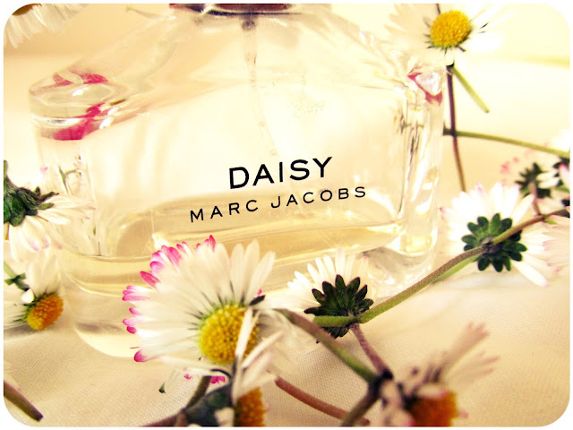 Glass bottle nearly empty surrounded by daisy chain