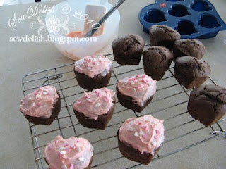 Sewdelish Valentine's Day Baking Chocolate Heart Cupcakes