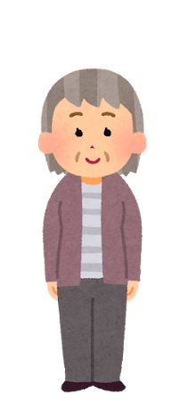 前から見たお婆さんのイラスト（ショートヘア）