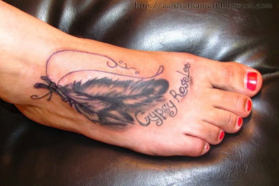 Gypsy Roselee Feather Foot Tattoo Picture
