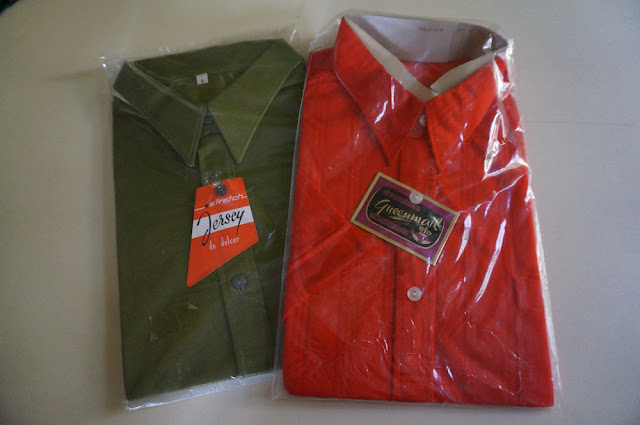 vintage polo button shirt chemise années 60 70 1960 1970 red olive green