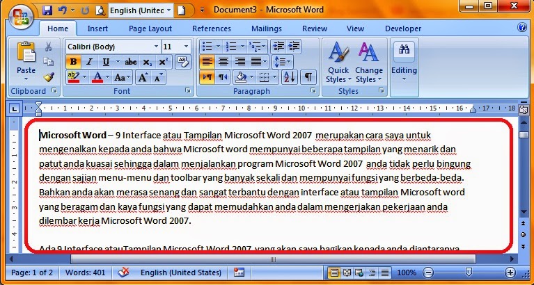 9 Interface atau Tampilan Microsoft Word 2007