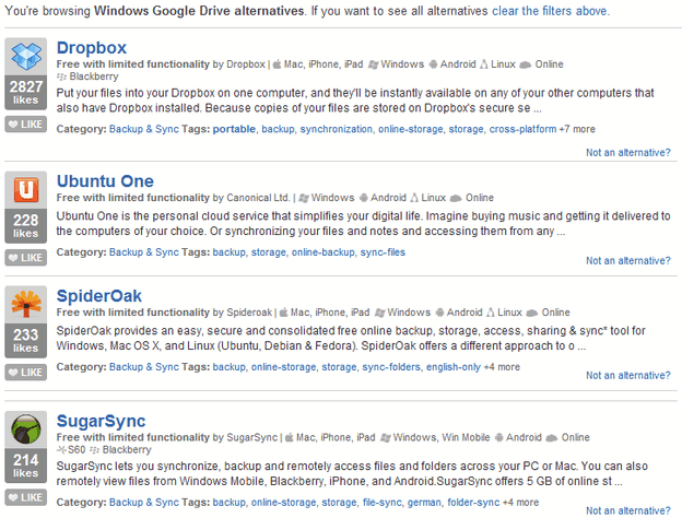 alternativeto google drive