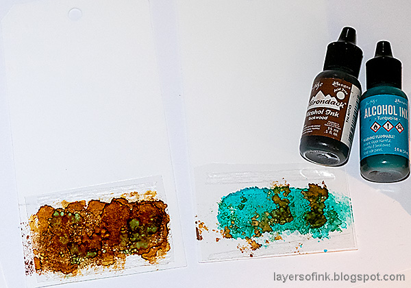 Layers of ink Sherlock Holmes Tag Tutorial by Anna-Karin Evaldsson. Ink with Ranger alcohol ink.