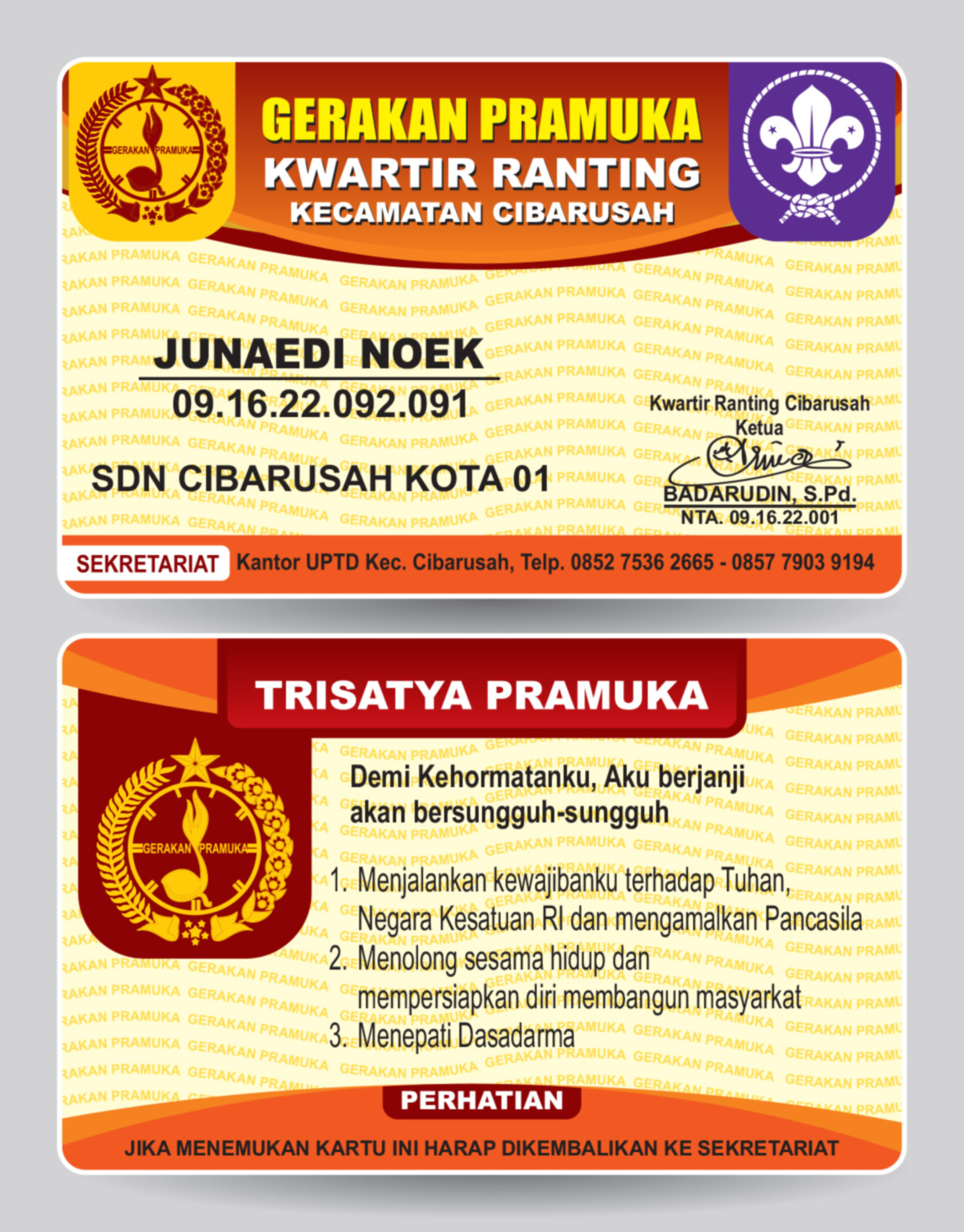 Contoh Desain ID CARD Pramuka Cibarusah ~ contoh desain grafis