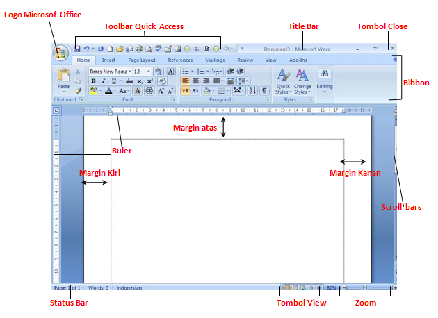  Jendela  Microsoft Office Word  2007