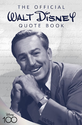 Book cover for The Official Walt Disney Quote Book with a portrait of a smiling Walt Disney.