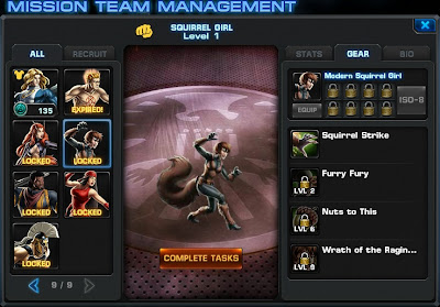 Gear page for Squirrel Girl at Marvel: Avengers Alliance