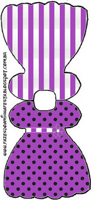 Black Polka Dots in Purple: Free Printable Dress Invitations.