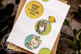 Sunny Studio Stamps: Puppy Dog Kisses Party Pups Staggered Circle Dies Puppy Themed Birthday Card by Eloise Blue