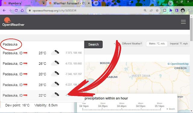 Openweathermap Kolom pencarian kota