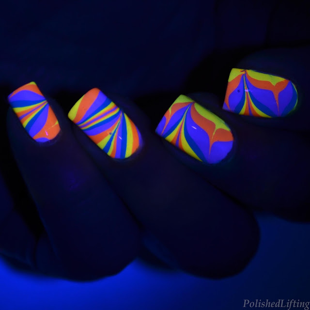 oddball neon water marble nail art