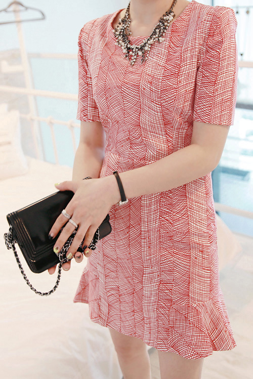 Printed Trumpet Dress