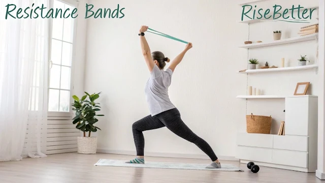 a lady stretching her arms with a band