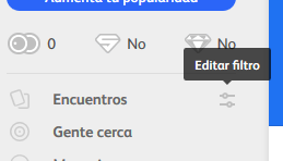 Encuentros Badoo: Filtros rapidos