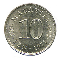 The Malaysia Keydate Coin 10 sen 1971 V2