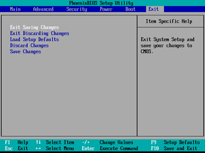 exit setup menu