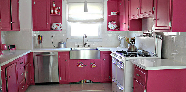 Dekorasi Desain Dapur Warna Pink Terbaru