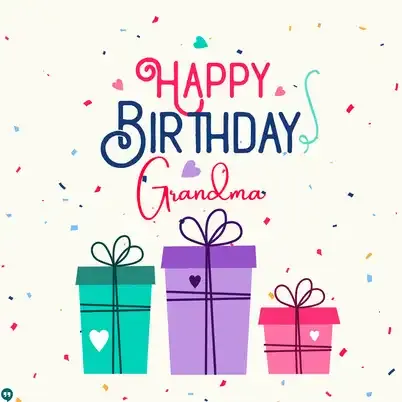 best happy birthday grandma images with giftbox confetti