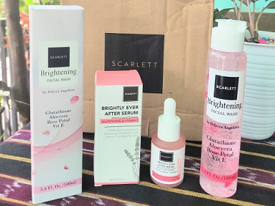 Review Scarlett Brightening Facial wash dan brightly ever after serum