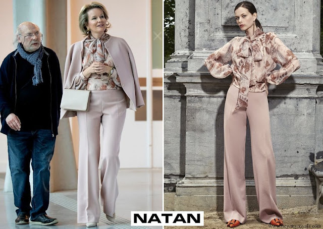 Queen Mathilde wore Natan Jacket, Blouse and Wide-Leg Trousers