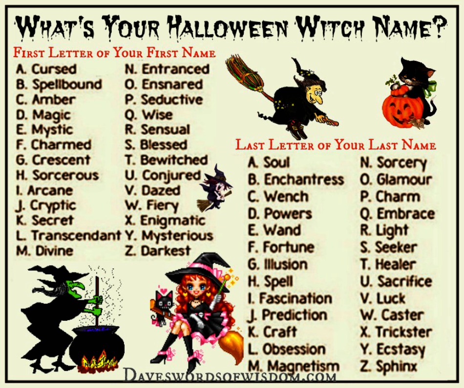 Daveswordsofwisdom com Find Out Your Halloween Witch Name 