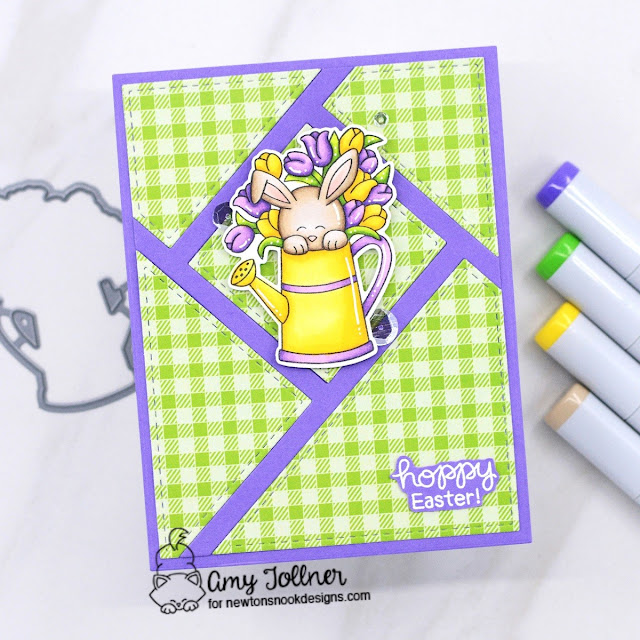Hop Into Spring Stamp and Die Set, Pastel Basics Paper Pad, Fractured Card Layout Die by Newton's Nook Designs #newtonsnookdesigns #newtonsnook #nnd #inkypawschallenge #inkypaws #handmade