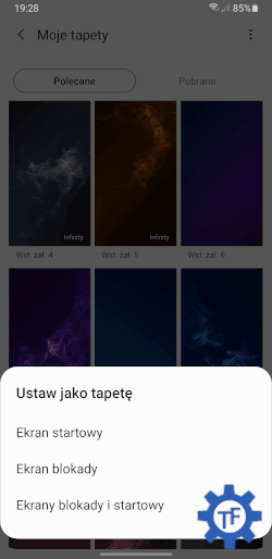 Samsung Wybór miejsca ustawianej tapety