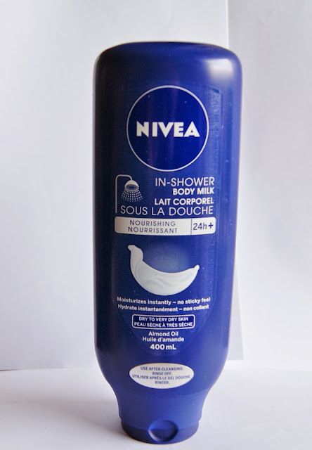 Nivea In-Shower Body Milk, beauty, review, skincare, lotion, dry, skin, the purple scarf, melanieps, toronto, ontario, canada