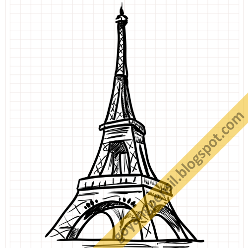 Cara Menggambar Sketsa Menara Eiffel  Goyang Pensil