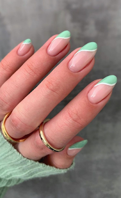Mint and pink pastel nails