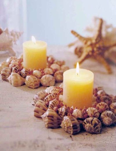 mini shell rings wreaths for candles