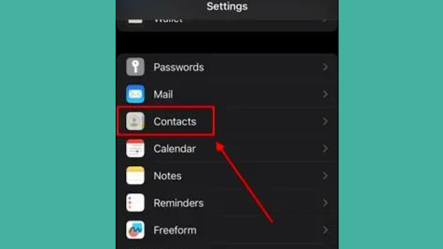 6. Open the Settings app, scroll down and tap on the Contacts option.