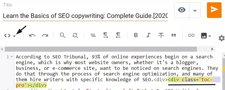 steps to add Automatic Table of Content in Blogger(step-3)