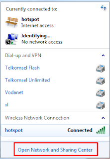 masuk ke network sharing center