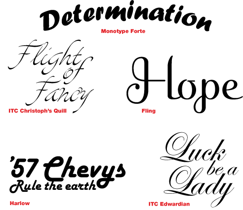 Script fonts can give a personalized touch to any tattoo Fonts such as the 