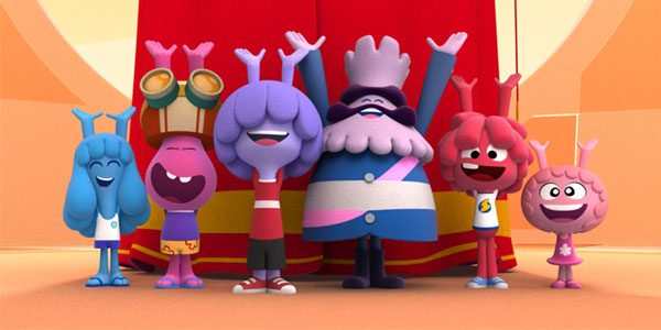 Divertida imagen de los protagonistgas de la serie de dibujos animados Jelly Jamm