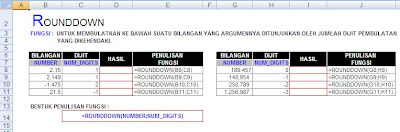 Fungsi Matematika dan Trigonometri, Microsoft Excel, RoundDown, 