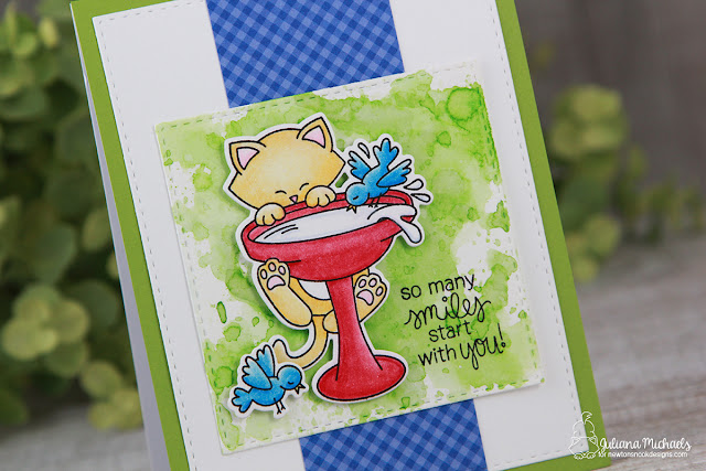 So Many Smiles Card by Juliana Michaels featuring Newton's Nook Designs Newton's Birdbath stamp and die set