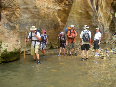 Overnight hikers in the Zion Narrows