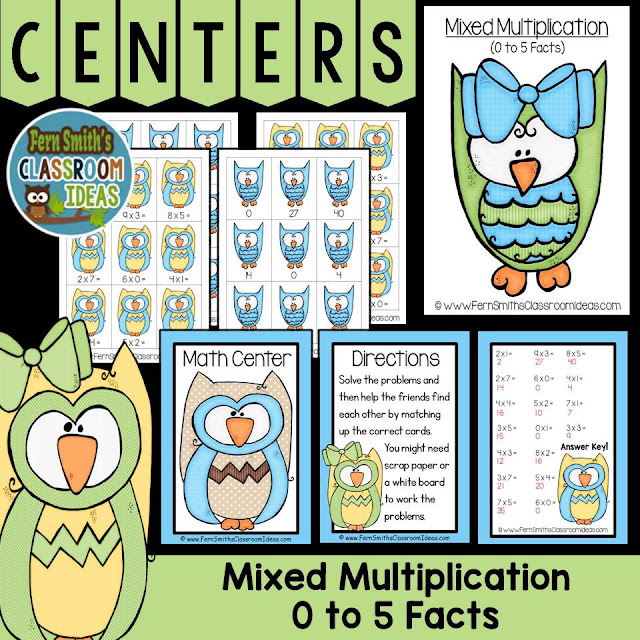 Fern Smith's Classroom Ideas Mixed Multiplication Center Games at TeacherspayTeachers.