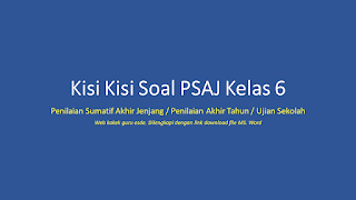 kisi kisi soal PAT 6 semua mapel