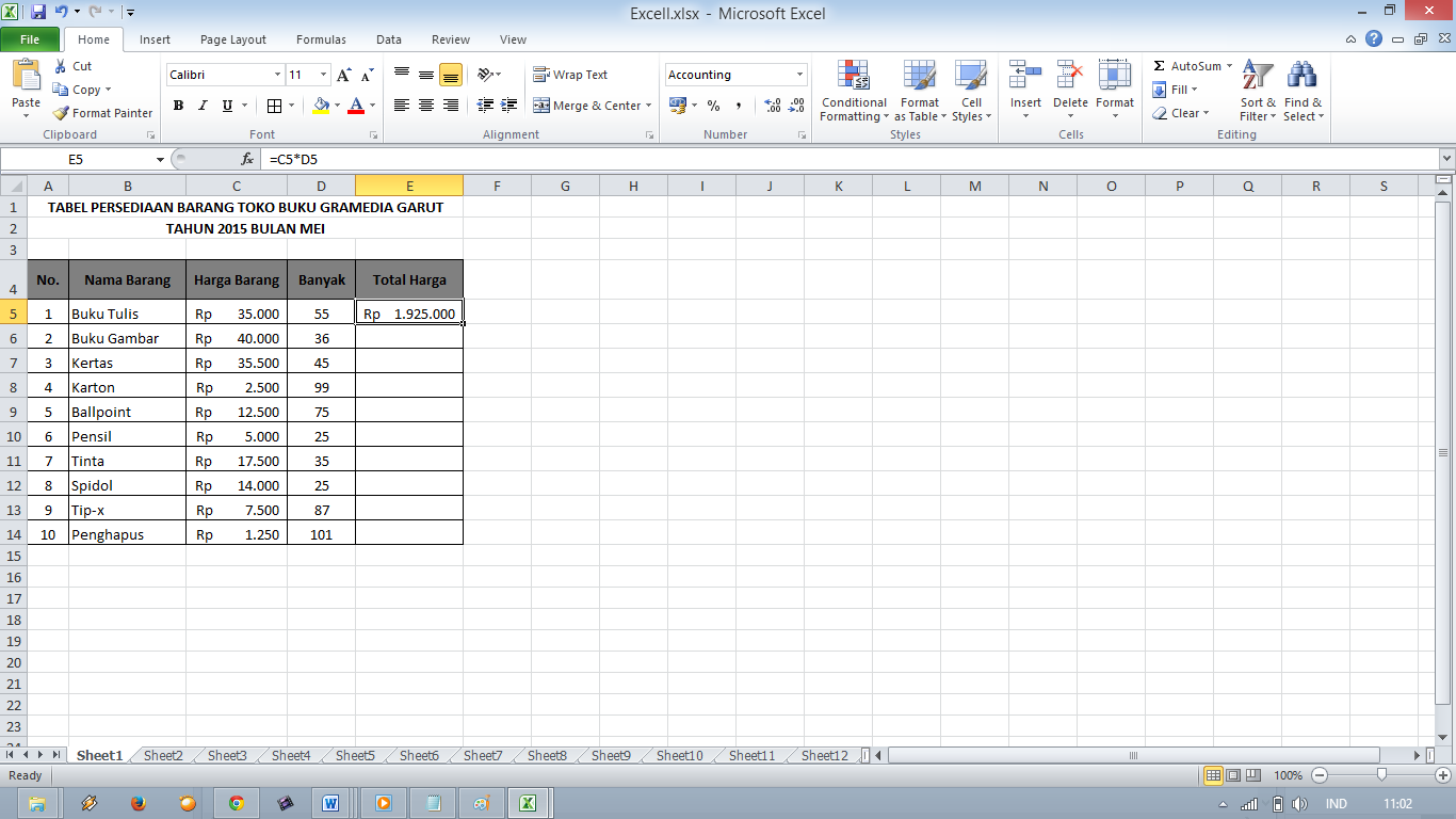 Contoh Fungsi Statiska di Ms. Excel ~ Bagi Ilmu