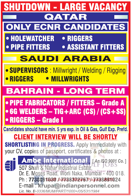 Shutdown Large Jobs for Qatar & Bahrain